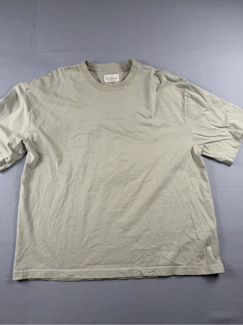 American Garage Minimal Crewneck T-Shirt in beige- Unbranded
